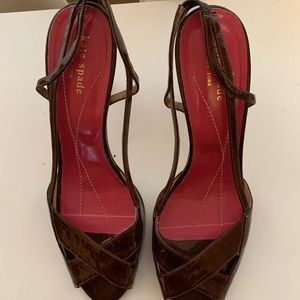 kate spade brown leather heels